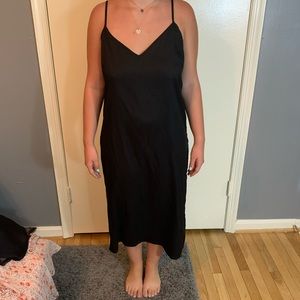 ASOS BLACK LONG SATIN MIDI DRESS